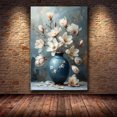 thumbnail image 4 of Mudket Framed,Canvas Wall Art,Ready to Hang,Blue Vase Still Life Floral Canvas Print, Vintage Botanical Wall Decor, Floral Pictures, for Bedroom Living Room Office Decor - 12"L x 8"W, 4 of 10