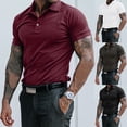 thumbnail image 3 of WTXUE Polos Short Sleeve, Notch Neck Golf Shirts for Men Male Summer Solid Print T Shirt Turn Down Collar Raglan Sleeve T Shirt Workwear for Men Wine 3XL, 3 of 6