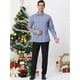 thumbnail image 3 of Camisa a cuadros para hombre, ajuste regular, con botones, manga larga, vestido, camisas a cuadros azul oscuro blanco L, 3 of 6