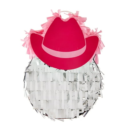 Mini Silver/Pink Disco Cowboy Party Pinata, 5.5" x 7.5", by Way To Celebrate