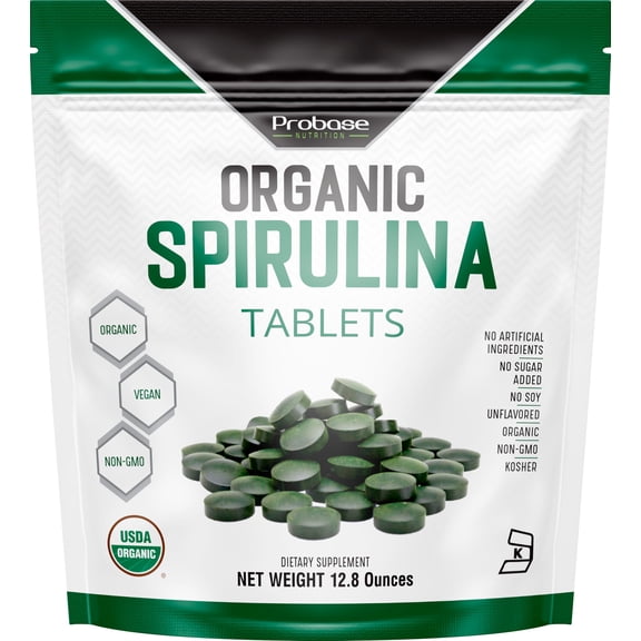 Probase Nutrition, Organic Spirulina Tablets, Premium Spirulina Supplement, Rich in Prebiotics, Protein & Antioxidants | 3000 mg Per Serving, 720 Tablets