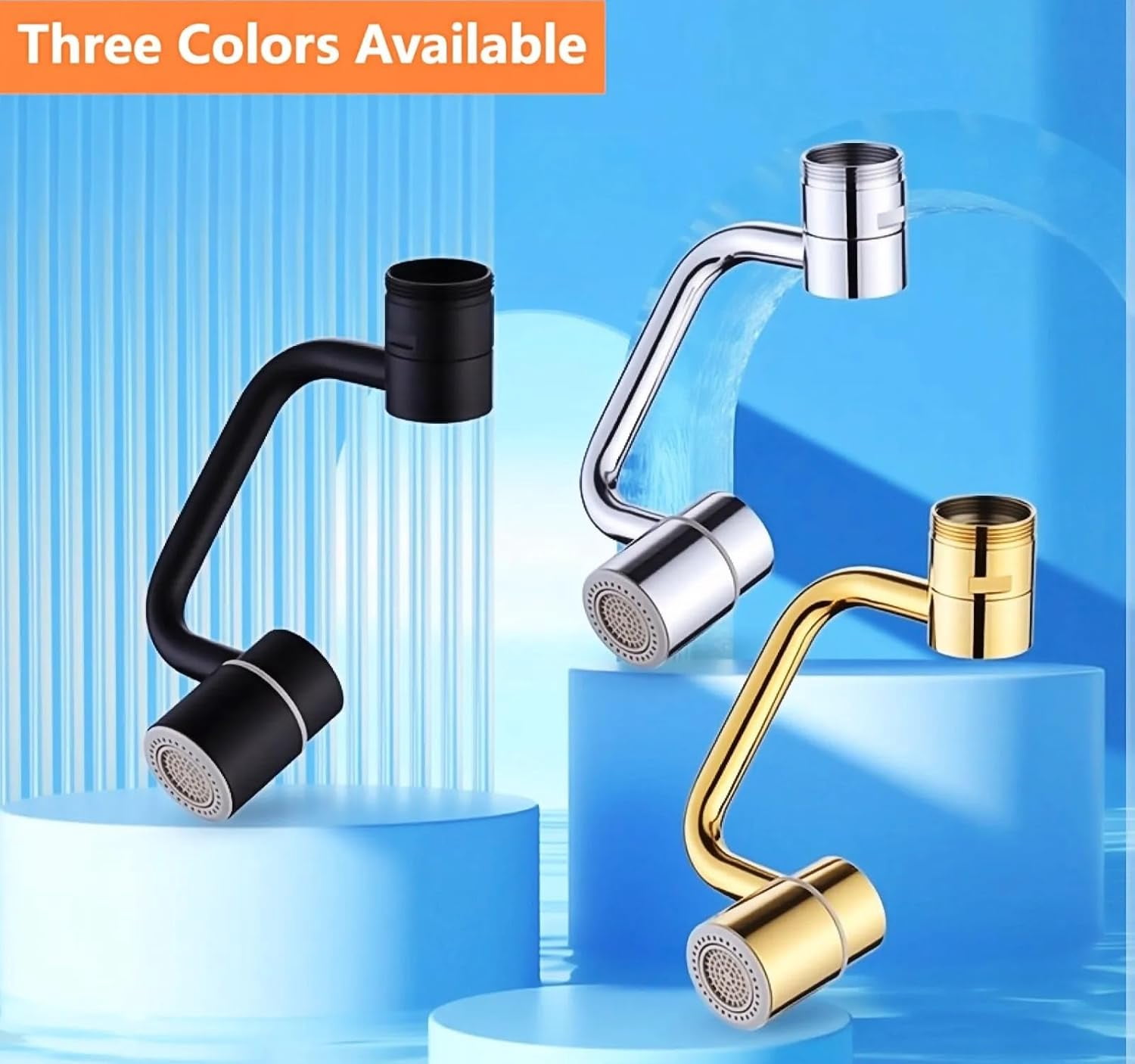 1080° Swivel Faucet Extender, Rotatable Faucet Aerator Extension for Bathroom Faucet, Faucet Extender for Kids, 2 Spray Modes Kitchen Faucet Aerator (Gold)