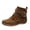 Brown, variant on Women Moccasin Fringe Ankle Boots Boho Western Studded Suede Flat Casual Fall Short Booties with Adjustable Buckle Strap Size 6-10