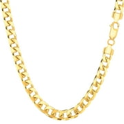 14k Yellow Solid Gold Miami Cuban Link Chain Mens Bracelet, 5mm, 8.5"