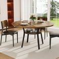 thumbnail image 3 of QinaQin Mesa redonda de comedor de 47 pulgadas para 4 a 6 personas, estilo farmhouse con repisa inferior, cubierta de madera y patas metálicas, 3 of 8