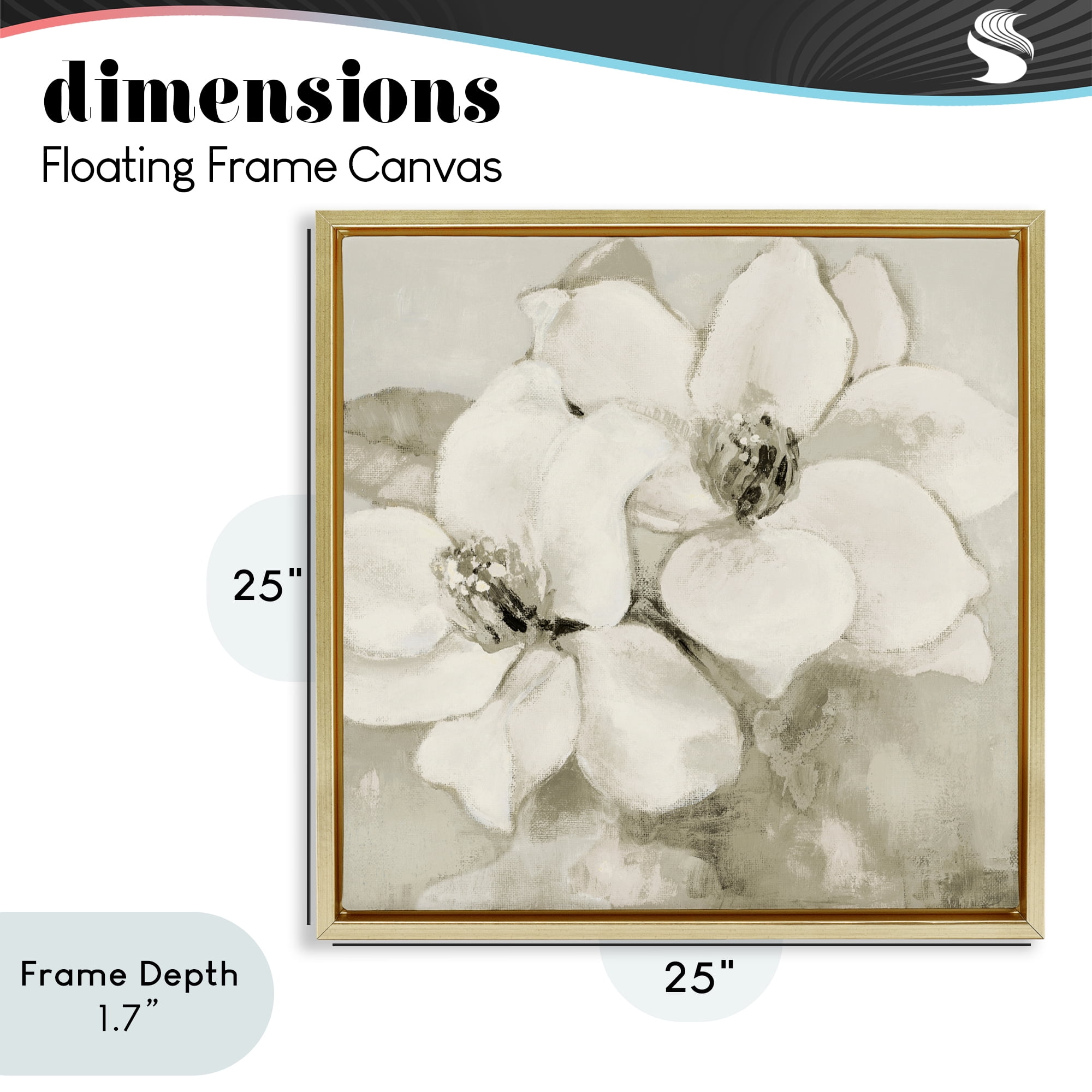 Stupell Industries Subtle Beige Magnolias Gold Framed Floater Canvas Wall Art, design by Lanie Loreth