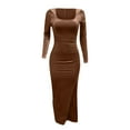 thumbnail image 5 of Leesechin Women's Elegant Pencil Dress Formal Ball Gown Solid Color Slim Fit Wrap Hip Long Sleeve Cocktail Dress, 5 of 6