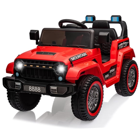 Kids Ride On Truck Car, 12V Battery Powered Electric Vehicles Toy w/Parent Remote Control, Spring Suspension, 3 Speeds, LED Lights, Music & Horn, Electric Cars for Kids, Gift for Boy Girl