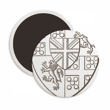 

Baroque Art Shield Lion Illustration Patter Round Ceracs Fridge Magnet Keepsake Decoration
