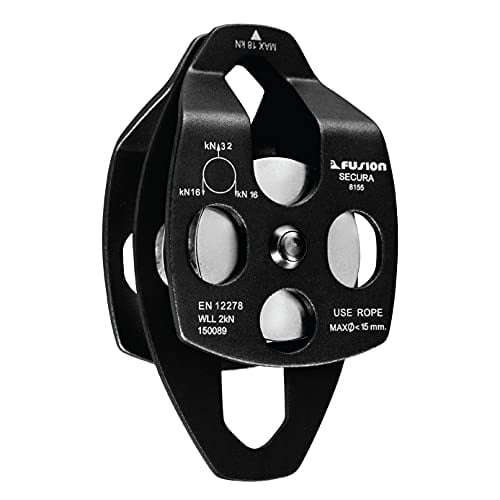Fusion Climb Secura Double Poulie Latérale en Aluminium Noir Mat 32KN