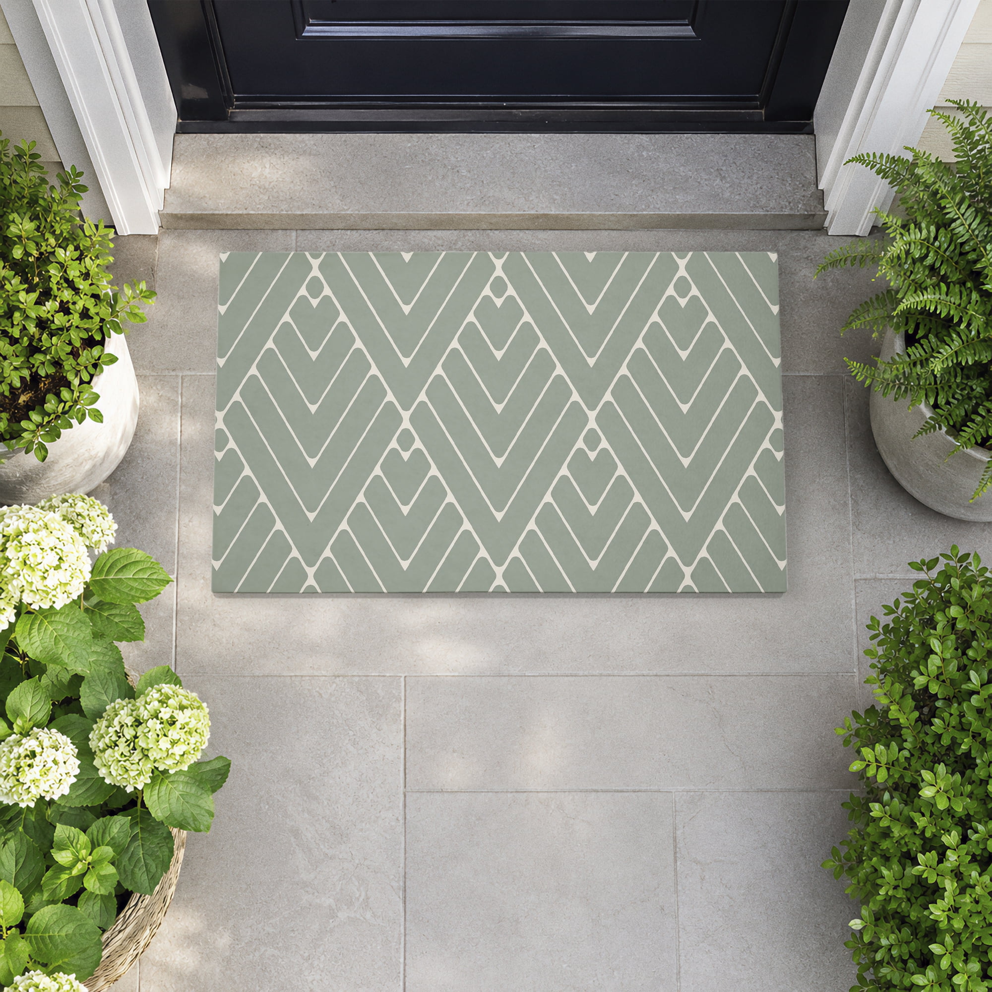 Stupell Industries Sage Diagonals Abstract Printed Outdoor Door Floor Mat, design by SunDance Group LLC