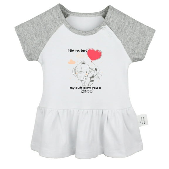 iDzn I Did Not Fart My Buff Blew You a Kiss Funny Dresses For Baby, Newborn Babies Skirts, Infant Princess Dress, 0-24M Kids Graphic Clothes (Gray Raglan Dresses, 0-6 Months)