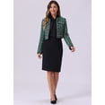 thumbnail image 4 of DARING DIVA Women's Double Breasted Plaid Tweed Cropped Jacket XS Green, 4 of 6