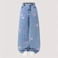 thumbnail image 6 of CAUYDY Kids Jeans for Girls Youth Cute Print Elastic Waist Jeans Lightweight Baggy Wide Leg Denim Pants with Pockets Sizes 14-15 Years, 6 of 6