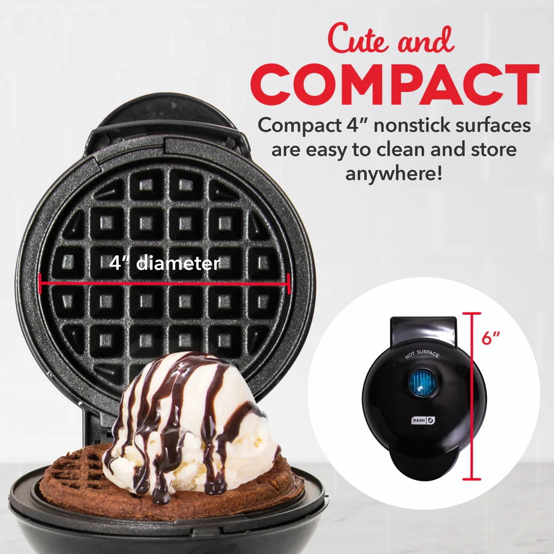 Mini Waffle Maker 2 Pack for Individual Waffles Hash Browns Keto Chaffles with Easy to Clean NonStick Surfaces 4 Inch