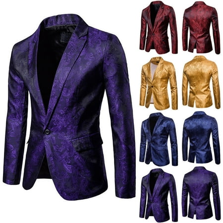 Buttoned Blazer - Stylish Men's Casual Slim Fit Formal One Button Suit Blazer Coat Jacket Tops