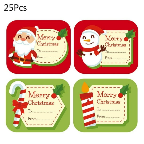 HGYCPP 100pcs Merry Christmas Stickers Writable Name Tags Xmas Sticker Write On Labels Holiday Present DIY Gift Box Decoration