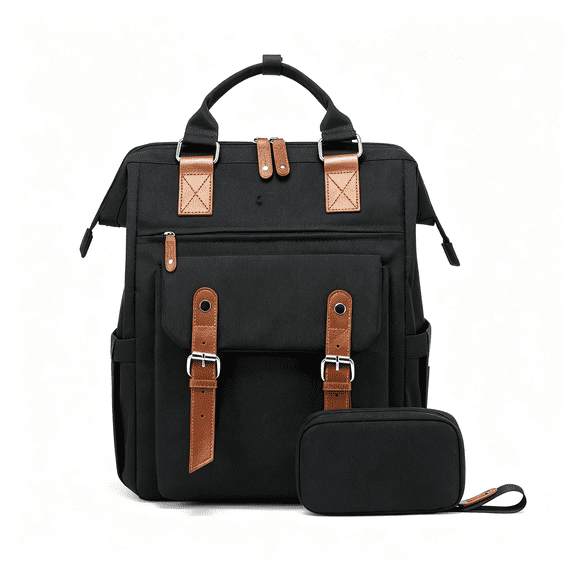 GJX Laptop Backpack for Women Work Travel Backpack Business Commuter Computer Bag Teacher Doctor Nurse Bags College Backpack Purse, 17 Inch, Computer Backpack for Women Black-Brown