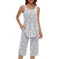 thumbnail image 2 of cfhntfmh Summer Lounge Pajama Sets for Women Sleeveless Tank Tops Capri Pants Sleepwear 2 Piece Pjs Sets, 2 of 7