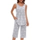 thumbnail image 2 of Conjunto de Ropa de Salón para Mujer Cuello Redondo Blusa sin Mangas Sólida Y Pantalones Cortos de Cintura Elástica Pantalones, Pantalones Cortos de Verano para Mujeres, 2 of 7