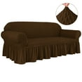 thumbnail image 2 of DyFun Couch Cover Stretch Sofa slipcover, Skirt Couch Protector for Kids, Pets (Chocolate, Sofa), 2 of 6