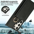 thumbnail image 6 of Allytech Samsung Galaxy S24 Ultra Wallet Case with Shoulder Strap, [Anti-Fall Strip] [Lens Protection] [Makeup Mirror] Lychee Texture PU Leather Stand Card Slots Metal Buckle Protective Case, Black, 6 of 8
