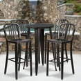 thumbnail image 2 of Flash Furniture Richard Commercial Grade 24" Round Black-Antique Gold Metal Indoor-Outdoor Bar Table Set with 4 Vertical Slat Back Stools, 2 of 5