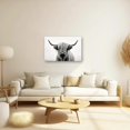 thumbnail image 3 of ADALE Black and White Highland Cow Canvas Wall Art Animal Painting Print Rustic Longhorn Cattle Pictures Farmhouse Decor Framed 18x12 Inch, 3 of 6