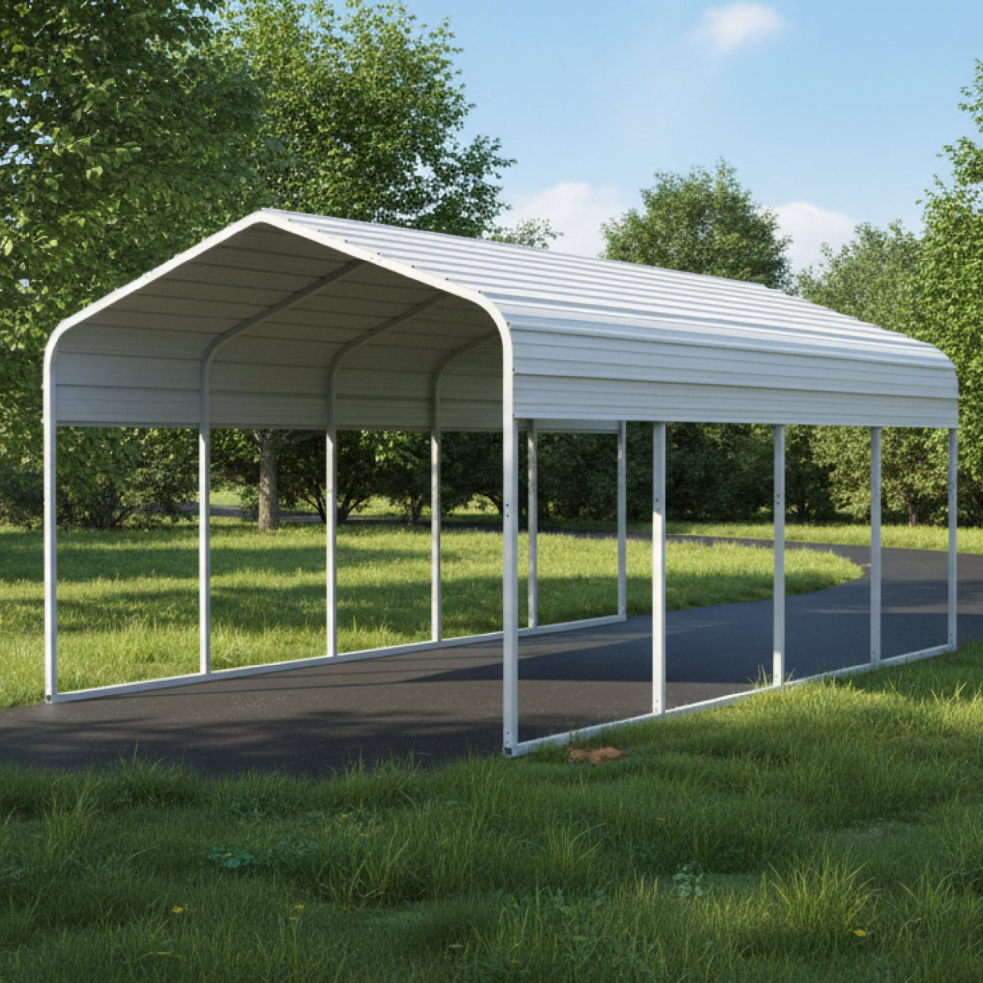 DuraYu 11x20 ft Metal Carport for Cars and Trucks, Heavy-Duty Steel Vehicle Shelter with Metal Roof, Cream