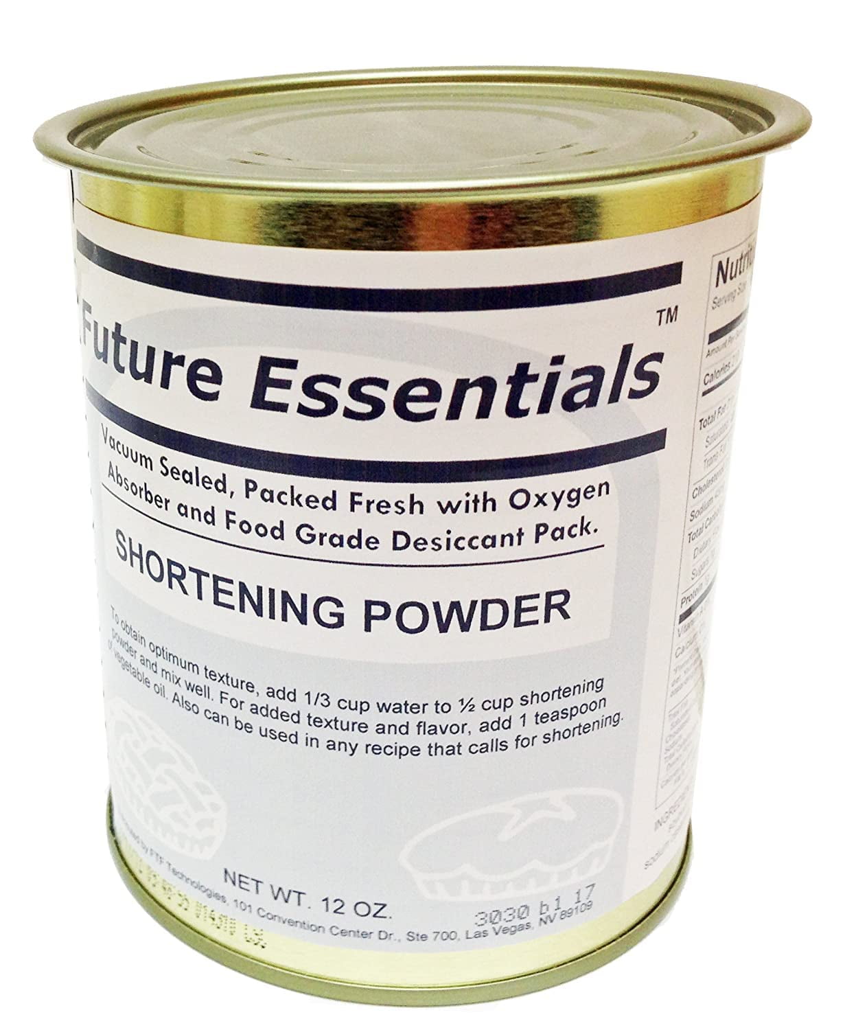 Future Essentials Canned Shortening Powder 6 Cans (#2.5 Can) | Shelf Stable Emergency Food Supply | Long-Term Storage, Baking & Cooking, Camping & Survival Essentials