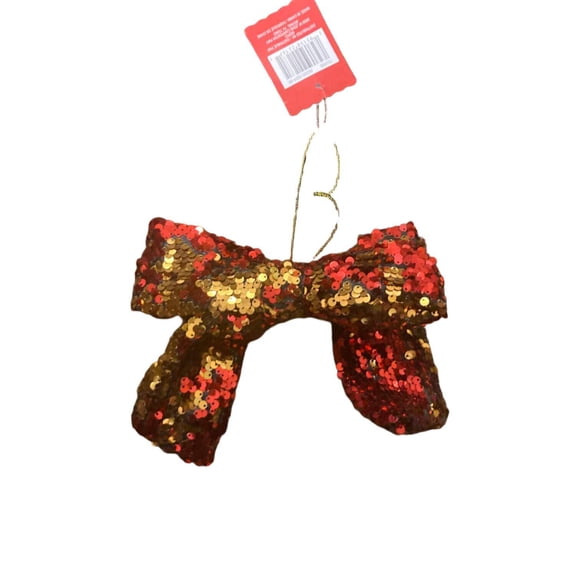 Ashland Christmas Red and Gold Sequin Bow 6x7.5in