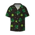thumbnail image 4 of Uemuo St. Patrick's Day8 Pattern Cotton Linen Short Sleeve Shirts,Casual Lightweight Button Down Shirts,Vacation Beach Summer Tops-Small, 4 of 7