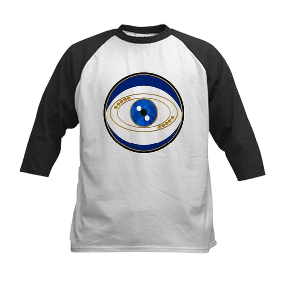CafePress - Blue Evil Eye With Gold Accents Baseball Jersey - Kids Cotton Baseball Jersey, 3/4 Sleeve Shirt