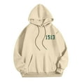 thumbnail image 5 of sususu Hoodies for Men 3Xl Letter Print Hooded Sweatshirt Casual Pullover With Front Pocket Comfortable Streetwear For Daily Wear,Beige,XXXL, 5 of 6