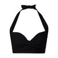 thumbnail image 4 of Black Bikini Top Xl Women Halter Swimwear Tops Underwire Full Coverage Bikini Top Push Up Swim Crop Top Tie Back Bathing Suit Tops Female Womens Bikini & Tankini Tops(Black,XL), 4 of 5