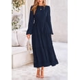thumbnail image 3 of Vestido largo PRETTYGARDEN Elegante Swiss Dot Navy XS para mujer, 3 of 9
