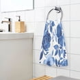 thumbnail image 6 of Cotton Towel Two-Piece 16x28 Inch One Sizex2 Face Towel Set Towel Set Cotton Hand Bath Towel Bathroom Beach Big Dark Blue Flowers, 6 of 8