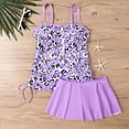 thumbnail image 4 of 2 Piece Tankinis Swimwear for Women Floral Print Tankini Swimsuit Set Bathing Suit With Skirt Bottom Swim Dress Purple XXL, 4 of 9