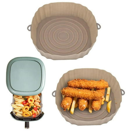 

Ikoopy Air Fryer Silicone Pot with Handle Reusable Air Fryer Liner Heat Resistant with 2 Brushes Vegetables Chicken Beef Baskets for Air Fryer Oven Microwave