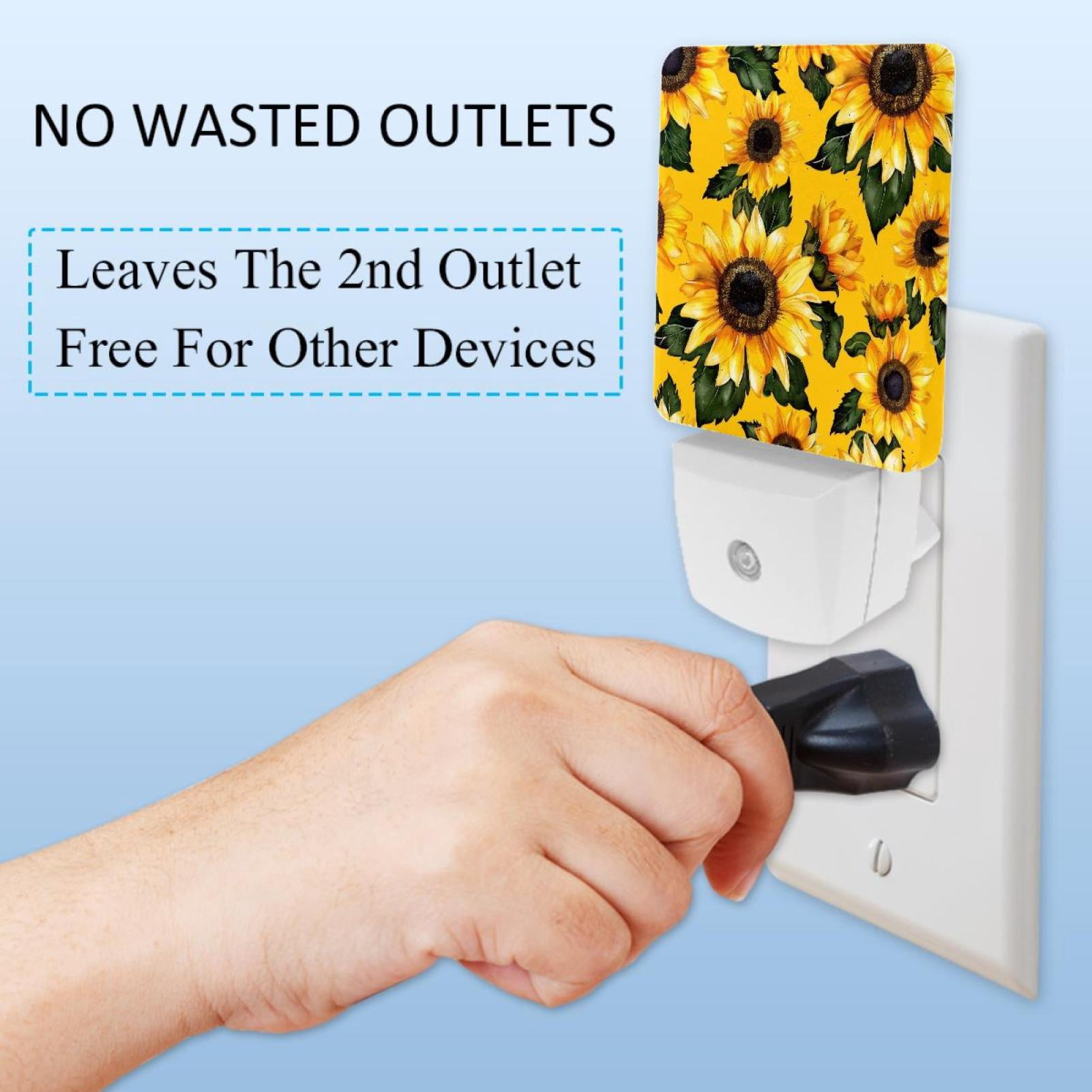 PhooArto Flower Sunflower Pattern Plug in LED Night Light Auto Sensor Dusk to Dawn Decorative Night for Bedroom, Bathroom, Kitchen, Hallway, Stairs, Baby's Room, Energy Saving