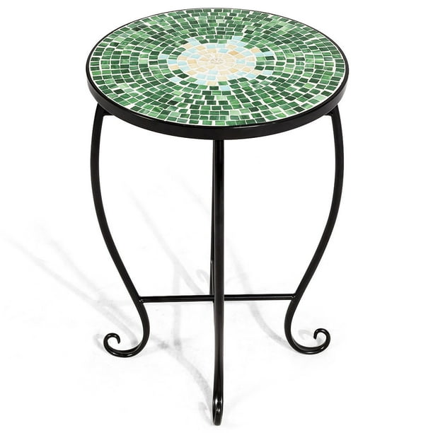 Costway Outdoor Indoor Accent Table, Mosaic Outdoor End Tables
