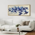 thumbnail image 4 of IDEA4WALL Extra Large Framed Canvas Print Wall Art Elegant Flight Vibrant Blue Birds Illustrations Impressionist Animal Wall Decorative Oversized Artwork Relax/Calm for Living Room - 60"x30", 4 of 5