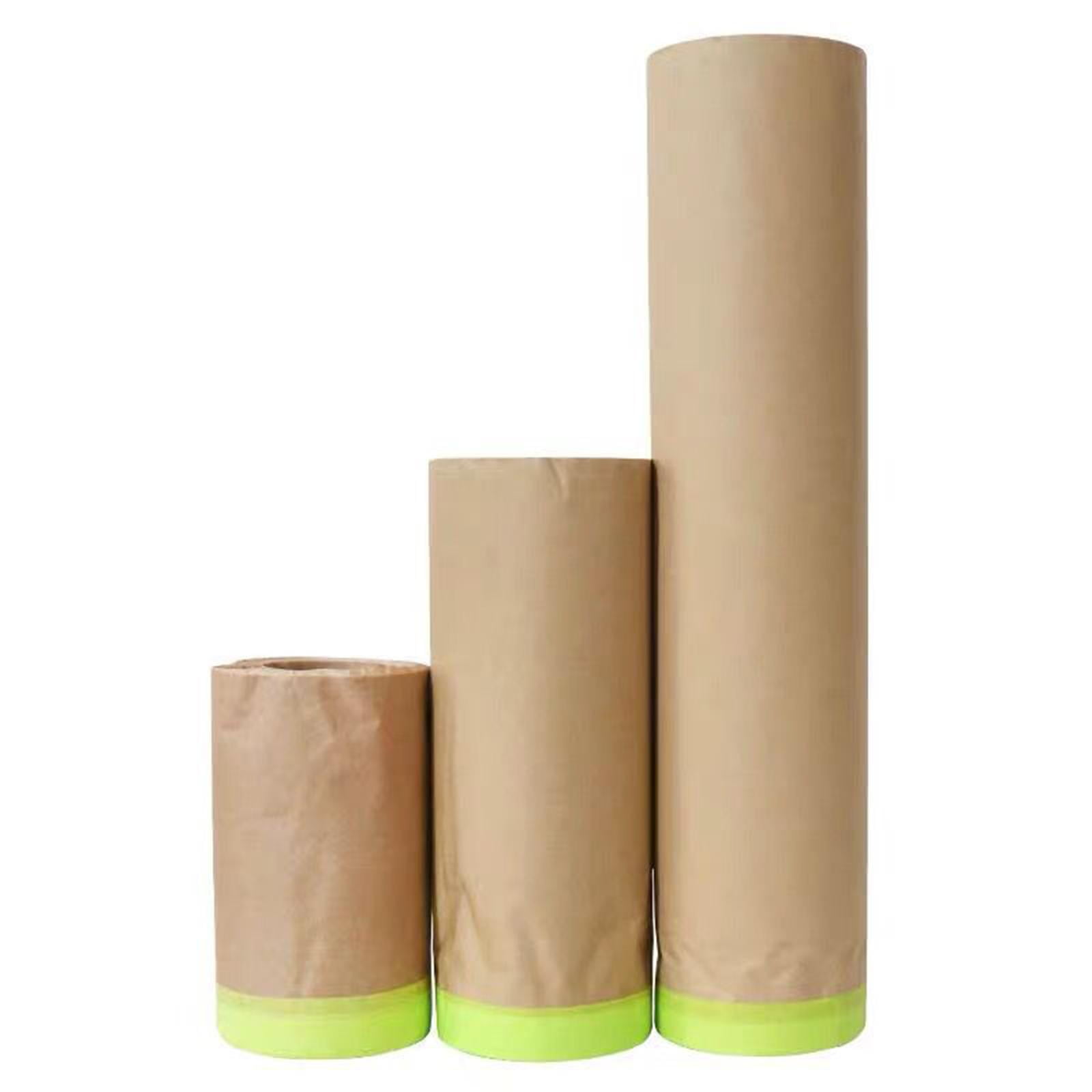 Pre-Taped Masking Paper,4 Pack Tape and Drape Painters Paper,Assorted Size  Automotive Paint Masking Paper,Masking Paper for Painting Cars and