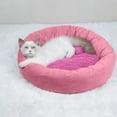 thumbnail image 4 of JoyMoreToys Cozy Soft Round Dog Bed with Pillow for Head Support, Fluffy Donut Dog Bed with Non-Slip Bottom, 17.7x17.7x3.9 Inch, Round Pet Sleep Rest Nest, 4 of 7