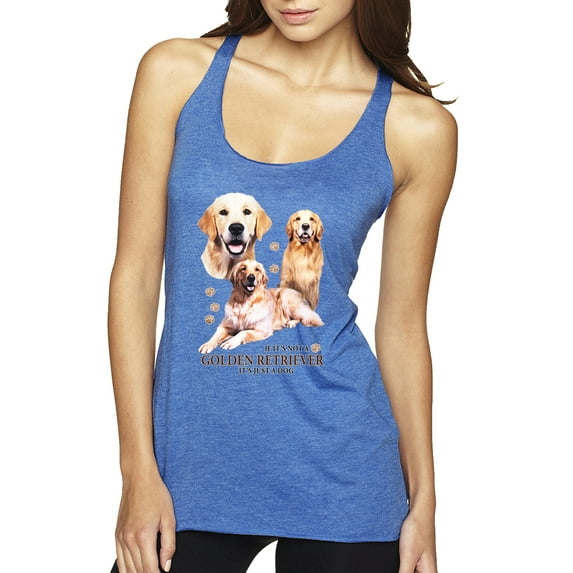 If It's Not a Golden Retriever It's Just a Dog Gift | Womens Dog Lover Premium Tri-Blend Racerback Tank Top, Vintage Royal, Medium