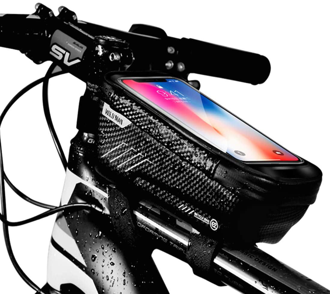Cycle Bags for Frame with Large Capacity Bike Phone Holder Bag Waterproof GARDOM Bike Frame Bag Headphone Hole for Most Smart Phones within 6.9 inch Sun Visor Touchscreen