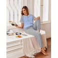 thumbnail image 3 of Ekouaer Womens Pajama Sets Short Sleeve Long Pants Pj Sets 2 Piece Summer Jogger Pjs for Women With Pockets, 3 of 6