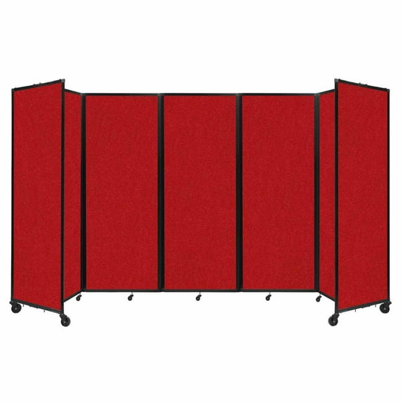 "Versare Room Divider 360 Portable Wall Partition | 5 Panels Wide | 14' x 7'6" Red Fabric Panels"