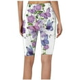 thumbnail image 3 of Mrat Women Cropped Pants Yoga Sports Straight Loose Cropped Trouser Printed Straight High Waisted Yoga Jogger Loose Pants Capris Purple_DD XL, 3 of 4