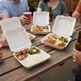 thumbnail image 6 of FPN   to Go Containers  3 Compartment 9x9  Compostable  Takeout Boxes  75 Pack Clamshell  Heavy-Duty Disposable Meal Prep Containers, 6 of 7